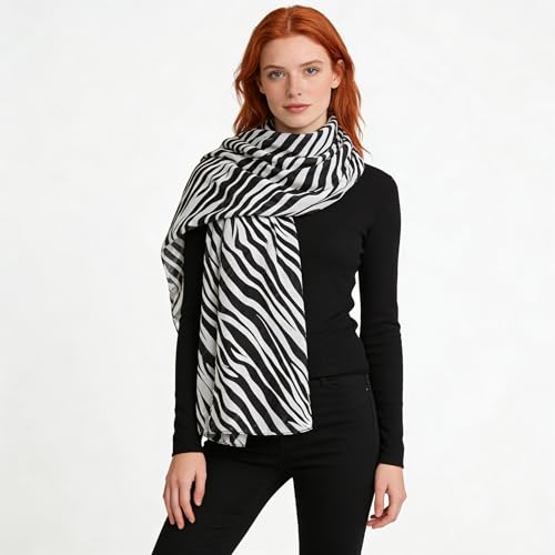 Womens Leopard Print Scarves - Fashion Cheetah Wrap Scarves Long Soft Lightweight Sunscreen Scarf for All Seasons - color: Zebra Stripes