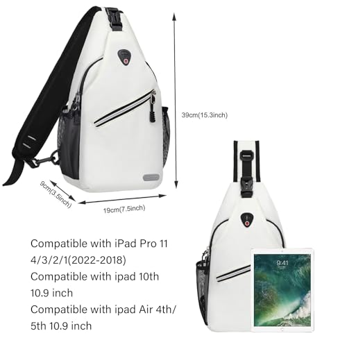 MOSISO Sling Backpack, Multipurpose Crossbody Shoulder Bag Travel Hiking Daypack - color: Ivory White
