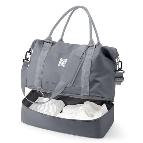 Travel Duffel Bag, 18x14x8 Inches Travel Bag Spirit with Shoes Compartment, Weekender Overnight Bag for Women with Trolley Sleeve, Carry On Bag for Airplanes Sport Tote Gym Bag SlateGrey - color: H10-SlateGrey, size: Large