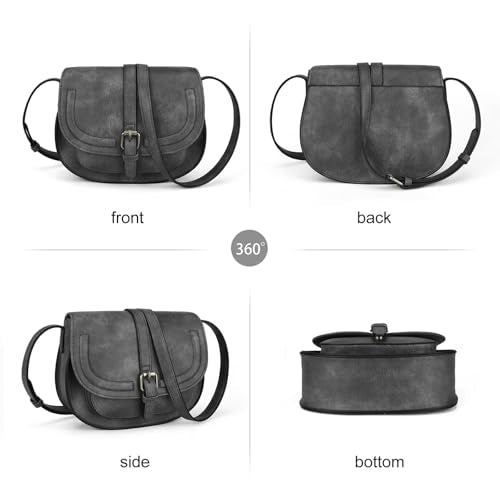 AFKOMST Crossbody Bags for Women,Small Saddle Purse and Boho Cross Body Handbags,Vegan Leather - color: Dark Grey
