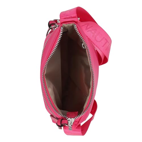 Nautica Diver Nylon Small Women's Crossbody Bag Purse with Adjustable Shoulder Strap - color: Zipper Up Raspberry