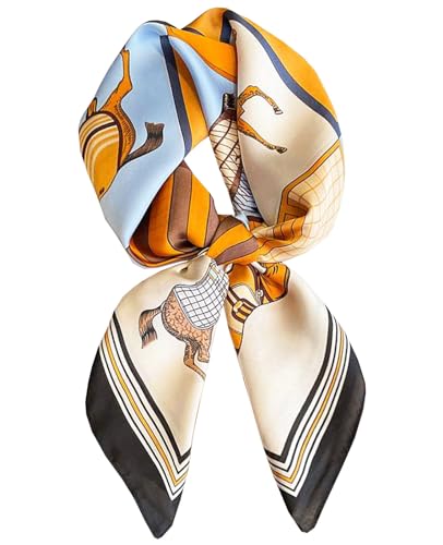 Dailyacc Hair Bandanas Scarf For Women Lightweight Fashion Neck Silk Satin Head Scarves For Sleeping Handbags Scarf - color: 19-win Instant Success/27.5*27.5in