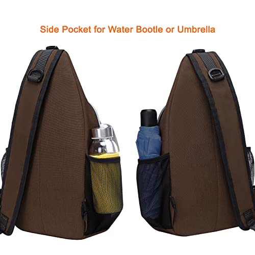 MOSISO Sling Backpack, Multipurpose Crossbody Shoulder Bag Travel Hiking Daypack - color: Caramel Brown