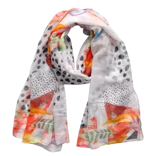 Lightweight Boho Scarf for Women Spring Summer Floral Printed Scarves Fashion Shawl Wrap - color: E11