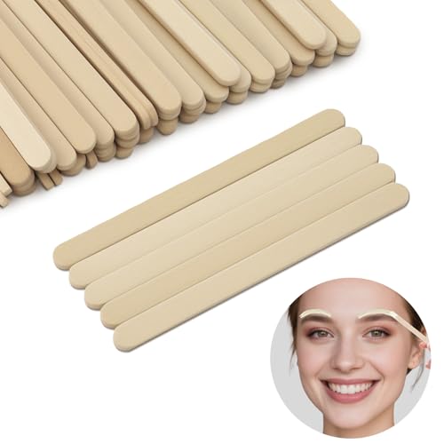 Small Eyebrow Wax Sticks, Mini Wooden Waxing Sticks for Eyebrow Face Lip Hair Removal, Precision Wax Applicator, 50 Pcs