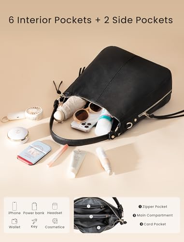 Realer Hobo Crossbody Bags for Women Designer Faux Leather Hobo Handbags Retro Large Size Shoulder Bag Bucket Purse - color: Black-gold Hardware（15.2"）, size: Large-15.2 inch