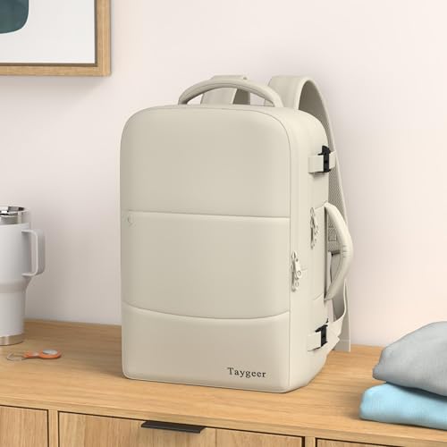 Taygeer Travel Backpack for Women, Carry On Backpack with Shoe Pouch, TSA 15.6" Laptop Back Pack Flight Approved, College Gym Bag Casual Daypack for Weekender Business Hiking,Beige - color: Creambeige, size: Large