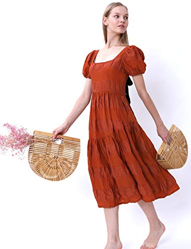 Miuco Womens Bamboo Handbag Handmade Large Tote Bag Straw Beach Bags Beach Purse Size - size: Small