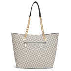 Montana West Tote Bag for Women Chain Top-handle Handbags - color: Beige Monogram