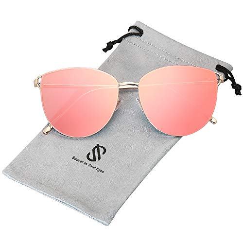 SOJOS Mirrored Flat Lens Fashion Sunglasses for Women SJ1085 - color: Gold/Gold Pink