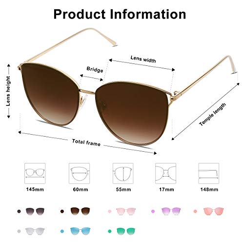 SOJOS Mirrored Flat Lens Fashion Sunglasses for Women SJ1085 - color: Gold/Brown
