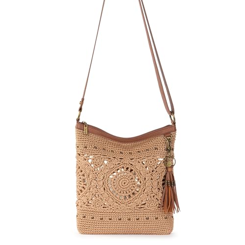 The Sak Lucia Crossbody Bag in Crochet, Convertible Purse with Adjustable Shoulder Strap - color: Bamboo Medallion