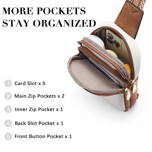 BOSTANTEN Small Sling Bag Crossbody Bags for Women Trendy Crossbody Purse Leather Chest Bag - color: A-beige