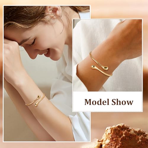 18K Gold Plated Cuff Bracelets for Women Open Adjustable Gold Cuff Bangle Bracelets Thick Hammered Wrist Cuff Bracelets Thin Minimalist Gold Cuff Bracelet - style: 18K Gold-F