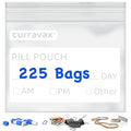 CURRAVAX Pill Bags Pack of 225- BPA Free 3 x 2.75 inch Pill Pouch - Pill Pouches for Medicine with Write on Label –Clear Ziplock Pill Baggies for Travel Medicine Organizer - size: Pack of 225
