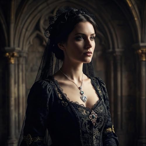 Gothic Vintage Gem Pendant Necklace | Victorian Style Filigree Silver-Tone Jewelry | Ideal Gift for Party Cosplay & Daily Wear - color: Firefly-Color