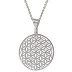 Mandala Necklace Sterling Silver 925 - Sacred Geometry Circle Pendant with 19.7" Chain - Spiritual Esoteric Amulet - Boho Hippie Yoga Jewelry for Women Girls - Handmade - style: Boho