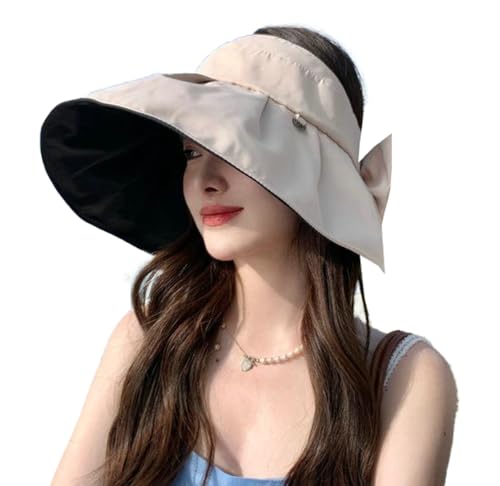 Sun Visor Hats for Women Wide Brim UPF 50+ Bucket Hats Summer Visor Caps Beach Hat Packable UV Protection Fishing Hiking Hat - color: Beige