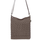 The Sak Lucia Crossbody Bag in Crochet, Convertible Purse with Adjustable Shoulder Strap - color: Mushroom Cozy Weave