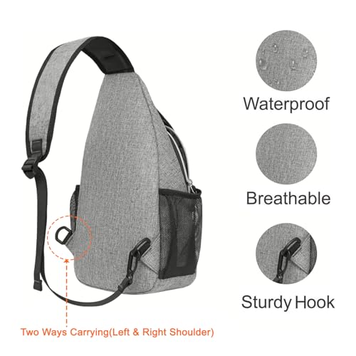 MOSISO Sling Backpack, Multipurpose Crossbody Shoulder Bag Travel Hiking Daypack - color: Gray