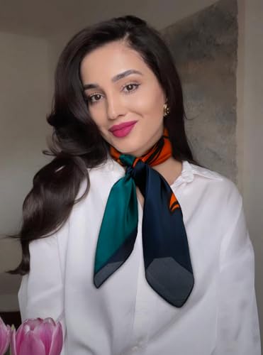 AIBFRID 27.5" Head Scarf for Women, Large Square Satin Hair Scarf Neck Silk Scarves Hair Wrap Bandanas For Sleeping - color: Style_02