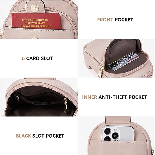 BOSTANTEN Small Sling Bag Crossbody Bags for Women Trendy Crossbody Purse Leather Chest Bag - color: A-pink