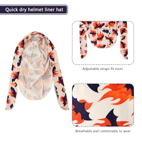 DOCILA 3 Pcs Do Rags for Men Skull Cap Bandana Hat Breathable Helmet Linner Beanie - color: Khakibluewhite