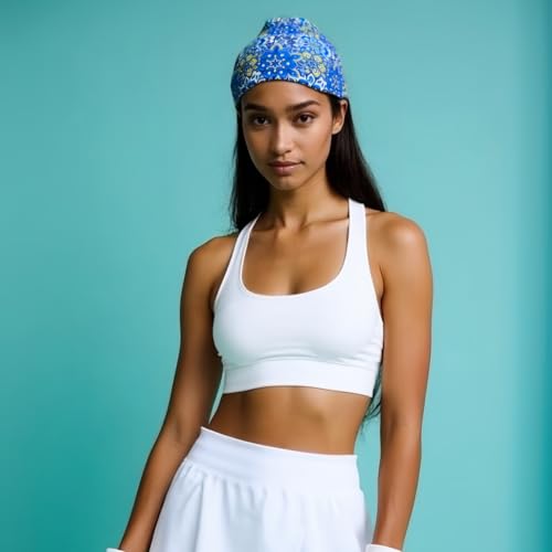 1 Pack Boho Headbands Stretch Paisley Print Bandana Headband Criss Cross Hair Bands Knotted Head Wrap Yoga Daily for Women and Girls (Baby Blue Dainty) - color: Baby Blue Dainty