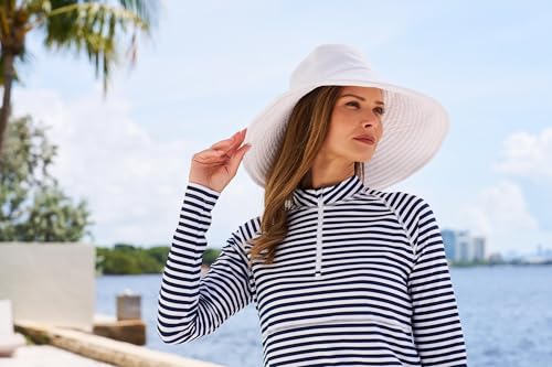 Women's Beach Hat - UPF 50+ Sun Protection - Brittany - color: Natural Modern Herringbone