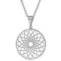 Mandala Necklace Sterling Silver 925 - Sacred Geometry Circle Pendant with 19.7" Chain - Spiritual Esoteric Amulet - Boho Hippie Yoga Jewelry for Women Girls - Handmade - style: Lotus
