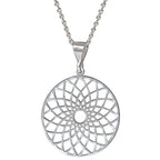 Mandala Necklace Sterling Silver 925 - Sacred Geometry Circle Pendant with 19.7" Chain - Spiritual Esoteric Amulet - Boho Hippie Yoga Jewelry for Women Girls - Handmade - style: Lotus