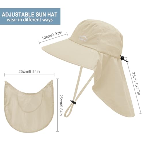Sun Hat for Men Women with Neck Flap,UPF 50+ UV Protective Hiking Fishing Hats,Wide Brim Sun Hat for Women&Men - color: 1pack-style2-beige(with Face Cover)