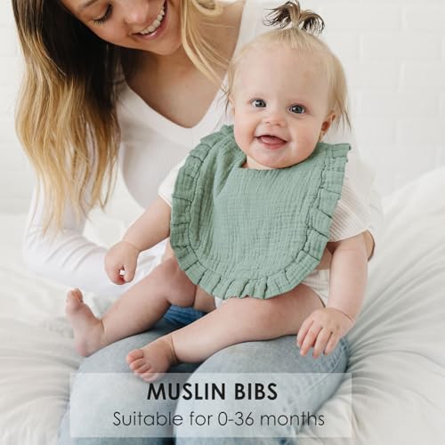 MairMore Baby Muslin Bibs Bandana Drool Bibs for Unisex Boys & Girls, Soft and Absorbent Cotton Teething Drooling Bib Set for Newborn Toddler - color: Caramel