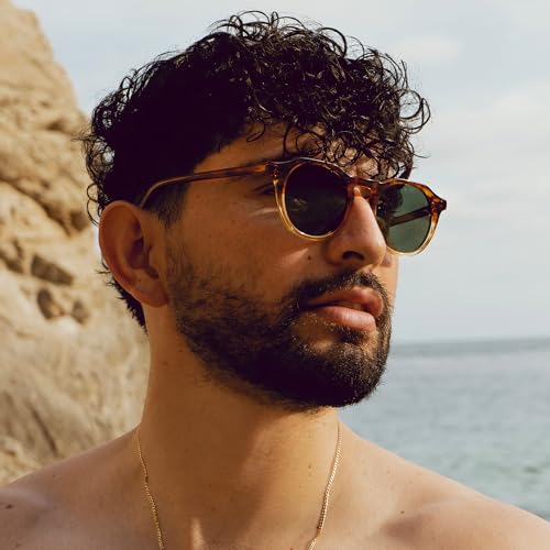 ZENOTTIC Vintage Round Polarized Sunglasses for Men Women UV400 Protection - color: C07 Crystal Demi Frame Brown Lens