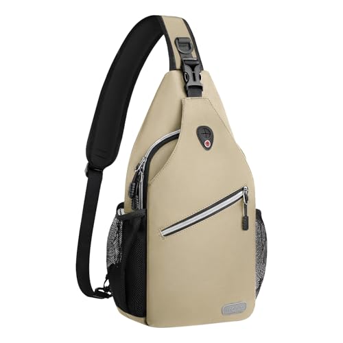 MOSISO Sling Backpack, Multipurpose Crossbody Shoulder Bag Travel Hiking Daypack - color: Beige