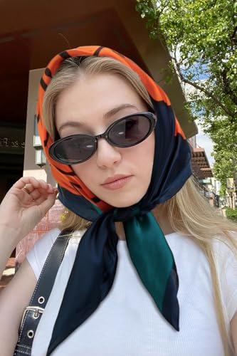 AIBFRID 27.5" Head Scarf for Women, Large Square Satin Hair Scarf Neck Silk Scarves Hair Wrap Bandanas For Sleeping - color: Style_02