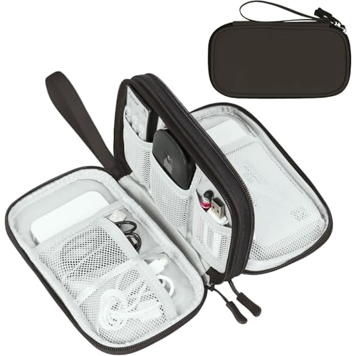 FYY Electronic Organizer, Travel Cable Organizer Bag Pouch Electronic Accessories Carry Case Portable Waterproof Double Layers All-in-One Storage Bag for Cable, Cord, Charger, Phone, Earphone Coffee - color: Coffee, style: Small