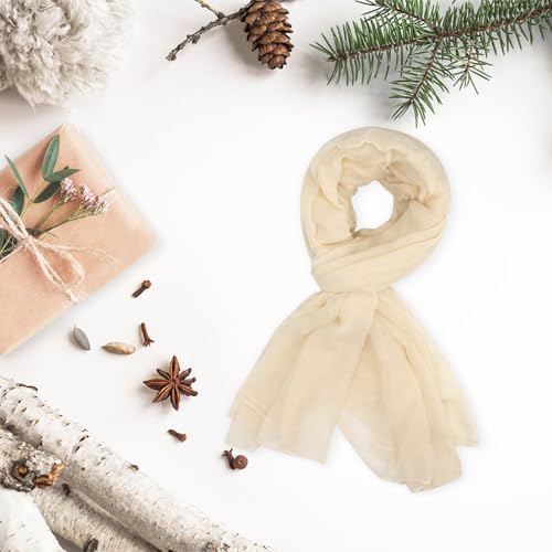 vimate Lightweight Scarf for Women Fashion Head Cover Hijab Cotton Voile Scarf Shawl Wrap for Spring Fall Winter Season - color: I2#.style 53-beige