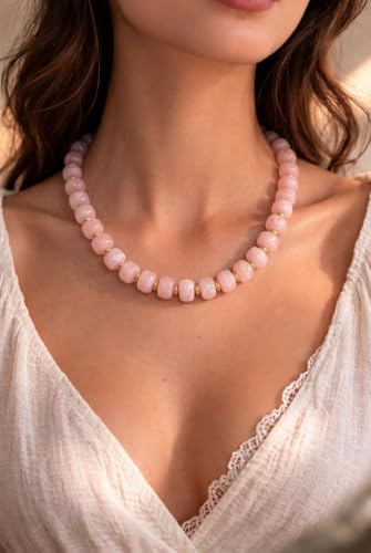 Summer Beach Jewelry Chunky Beaded Necklace for Women Trendy Statement Big Colorful Resin Bead Choker Necklaces Boho Charm Jewelry Cute Gifts for Love - color: Pink