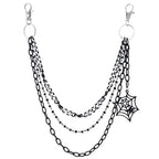 Layered Pants Chain keychain for Women Men Punk Wallet Chains Hiphop Jeans Keychain Halloween Jewelry - style: F-black layered chain