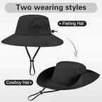 Sun Hat for Men Women UV Protection Wide Brim Fishing Hats Breathable UPF 50+ Boonie Bucket Hats Beach Safari Hiking Garden - color: 1 Pack Black-1