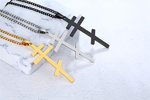 Men's Orthodox Cross Pendant Necklace - Trendy Religious Cross Chain,Hypoallergenic Waterproof Stainless Steel Christian Long Necklaces,Non Tarnish Byzantine Cross Symbol Pendants Necklace for Him - color: 3 Pcs