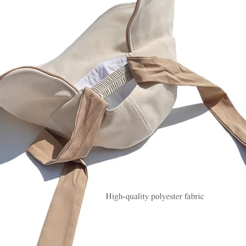 Wide Brim Hats for Woman Foldable Hats Sun Hats for Women uv Protection Bowknot Bucket hat Adjustable hat with Ponytail Hole - color: Beige