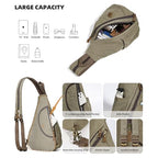 KL928 Canvas Sling Bag - Small Crossbody Backpack Shoulder Casual Daypack Rucksack for Men Women(Large Version,Olive Green) - color: Canvas-olive Green