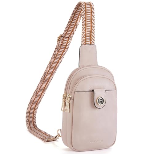 BOSTANTEN Small Sling Bag Crossbody Bags for Women Trendy Crossbody Purse Leather Chest Bag - color: A-pink