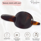 Parcelona French Classic Brown Shell Bun Holder Cover Hair Slider Pin Thru Hair Barrette Clip with Stick