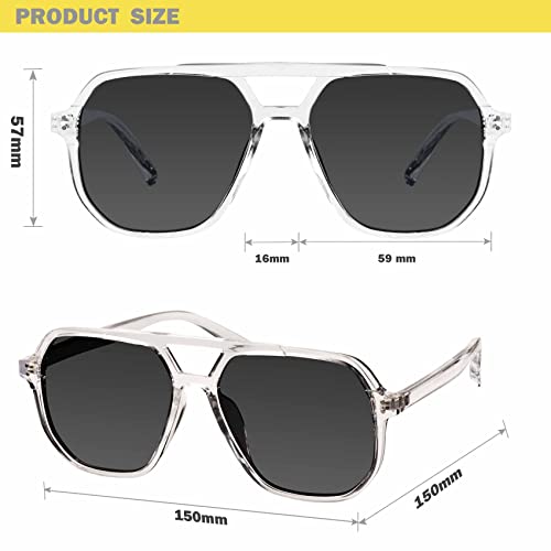 mosanana Oversized Aviator Sunglasses for Women and Men with Polarized Lens MS52243 - color: C6-transparent