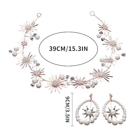 Boho Floral Crown for Women– Adjustable Faux Silk Flower Headband, Handmade Wedding Hair Accessory for Festivals & Photoshoots, Flower Hair Crown for Women (Gold Sunflower, Adjustable) - color: Gold Sunflower