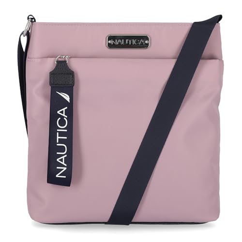Nautica Diver Nylon Small Women's Crossbody Bag Purse with Adjustable Shoulder Strap - color: Lilac Rose