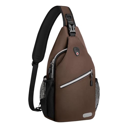MOSISO Sling Backpack, Multipurpose Crossbody Shoulder Bag Travel Hiking Daypack - color: Caramel Brown